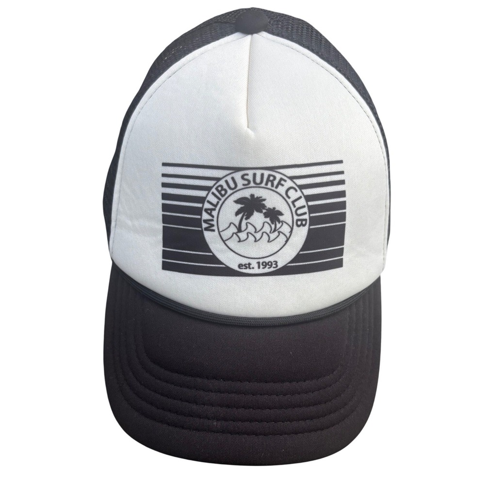 Malibu Surf Club Trucker Hat Unisex OSFM Black White Excellent Condition
